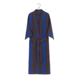 ferm LIVING | Cotton & Linen Field Bathrobe - Chocolate / Bright Blue