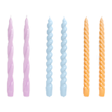 HAY | Long Candle Set of 6 - Lilac, Light Blue, Dark Peach