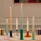 HAY | Short Spiral Candle Set of 6 - Tangerine, Light Blue, Grey