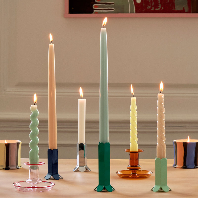 HAY | Short Spiral Candle Set of 6 - Tangerine, Light Blue, Grey