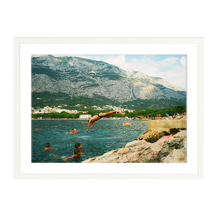 'Only The Good Dive Young' On Film, Framed Print by The Happiness Collective
