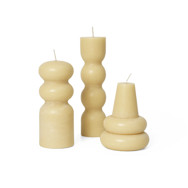 ferm LIVING | Torno Candles - Set of 3 - Pale Yellow