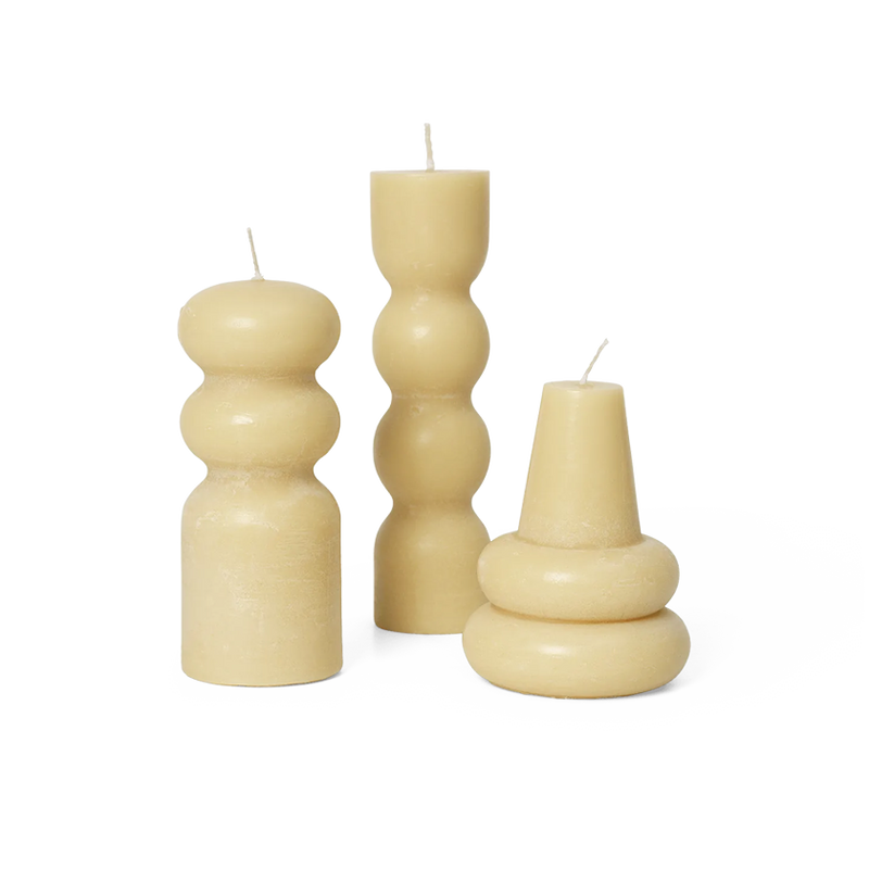 ferm LIVING | Torno Candles - Set of 3 - Pale Yellow